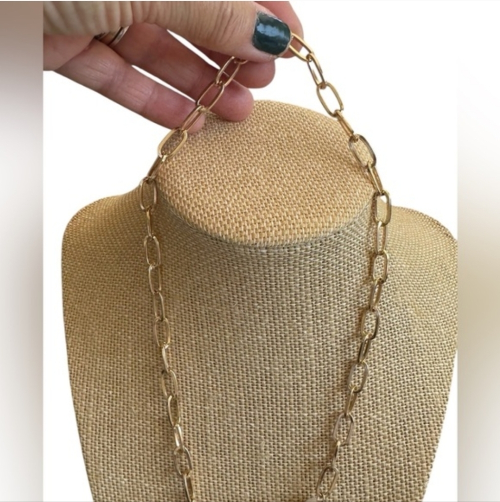 Gold Chain Necklace with White Pearl Accents - Picture 2 of 7